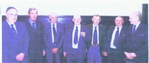 Class of 1946 to 1951: Cyril Sollars, John Smith, Ron Ireland, Jim Glastonbury, Bill Lewis, Gerald Clark, Dave Elliot